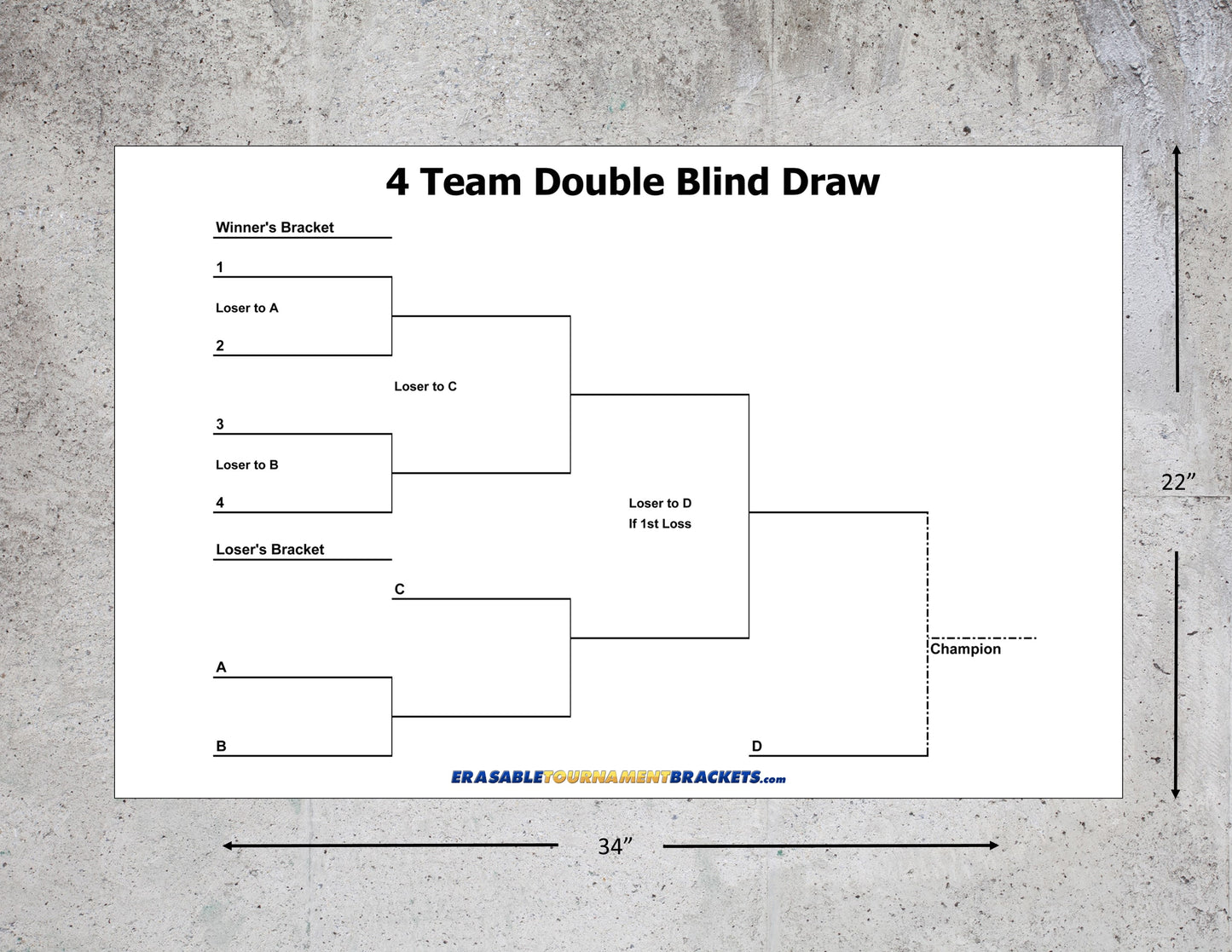4 Team Double Elimination Blind Draw Tournament Bracket