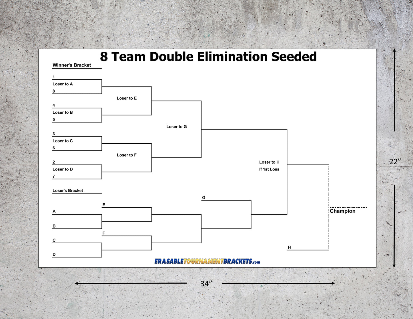8 Team Double Elimination Seeded Tournament Bracket