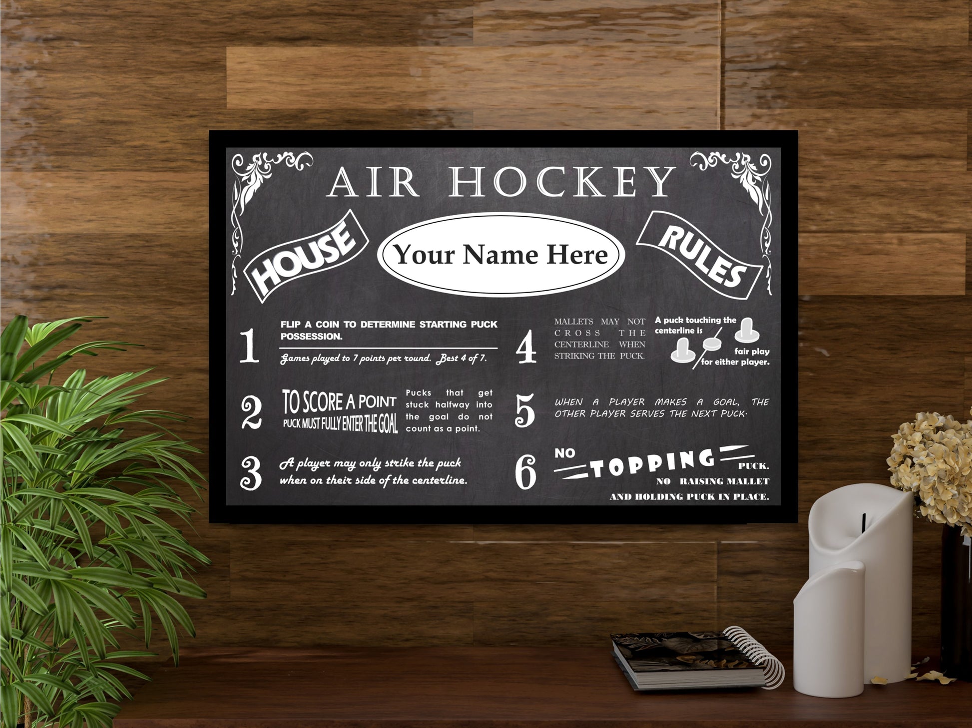 Air Hockey House Rules Personalized and Customized With Your Name!