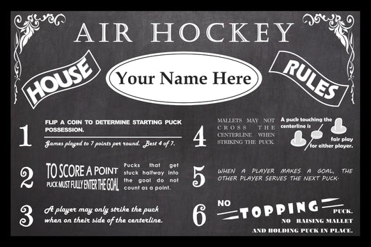 Vintage Air Hockey House Rules Personalized and Customized With Your Name!