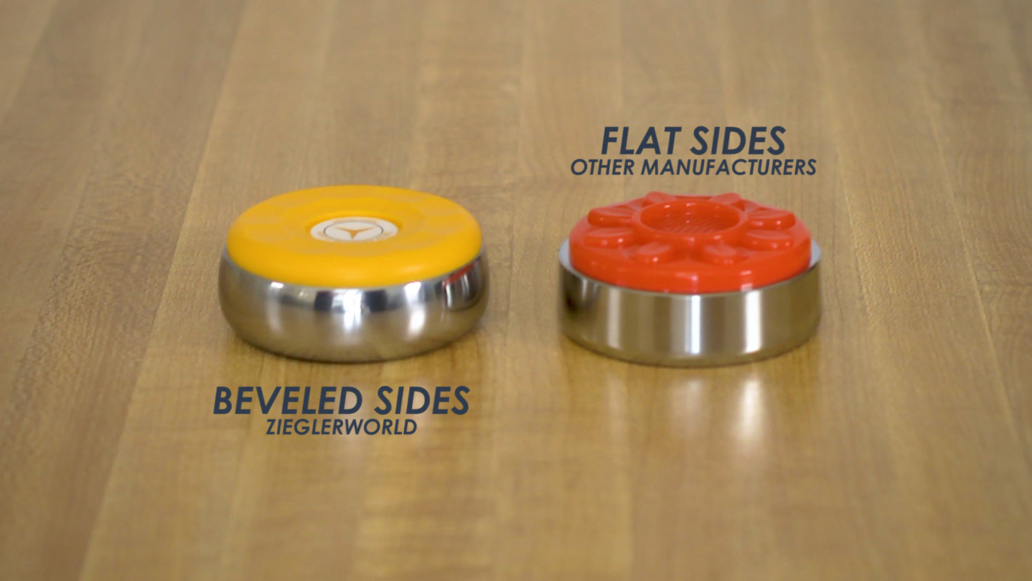 ZieglerWorld Table Shuffleboard Puck Weights Comparison versus other Brand Shuffleboard Table Pucks