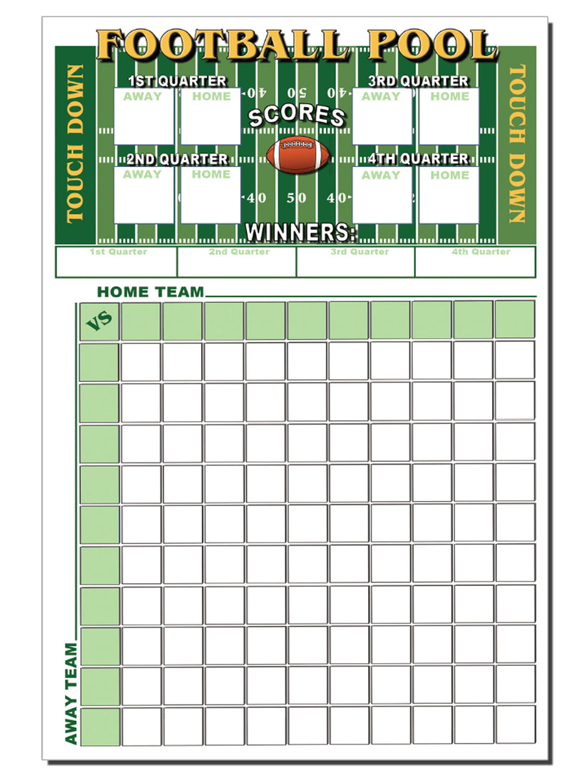 100 Square Football Pool Example Football 100 Squares Erasable Box Block Pool for Football Parties ...