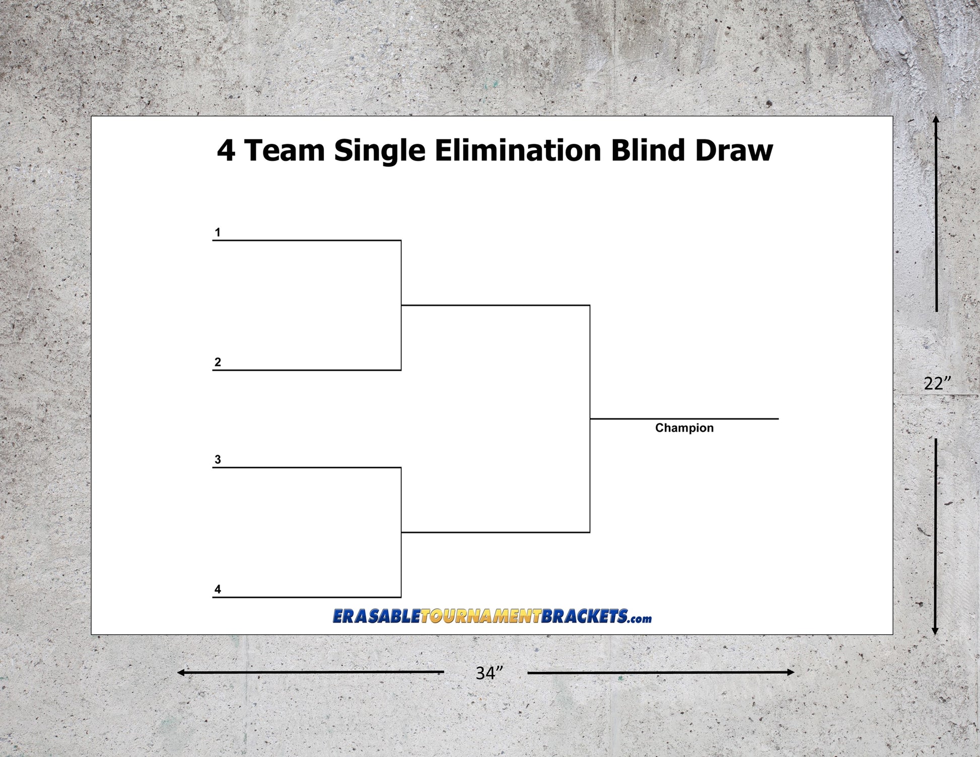 4 Team Single Elimination Blind Draw Tournament Bracket