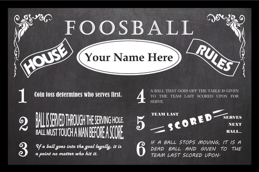 Vintage Foosball Personalized House Rules Poster Customized With Your Name!