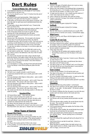 Darts Laminated Official Rules - 11 x 17